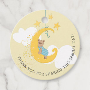 Sweet Baby Bear Moon Baby Shower Thank You Favour Tags