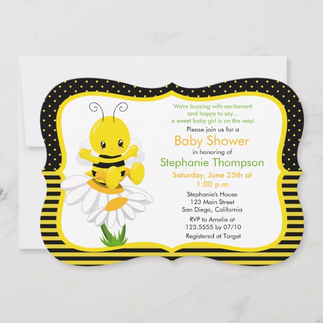 Sweet Baby Bee Baby Shower Invitation (Front)