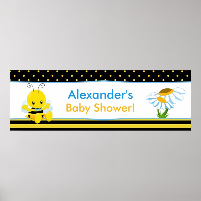 Sweet Baby Bee Boy Baby Shower Banner Poster (Front)