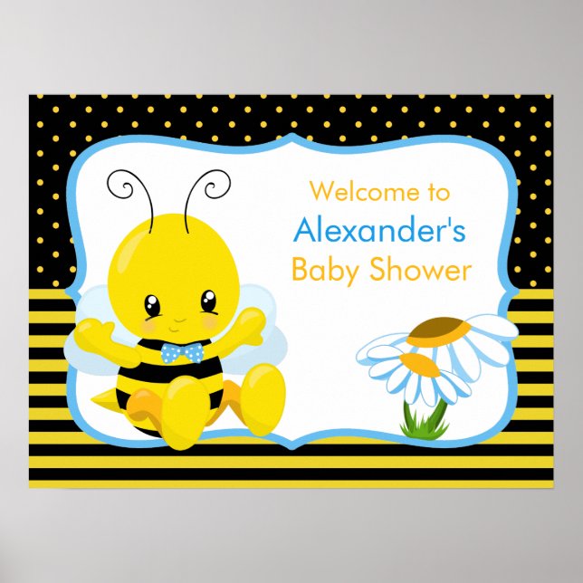 Sweet Baby Bee Boy Baby Shower Poster (Front)