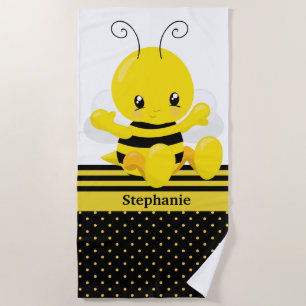 Sweet Baby Bee Custom Name Beach Towel