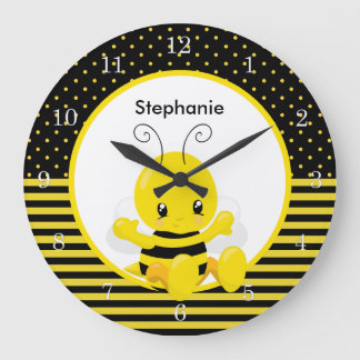 Sweet Baby Bee Custom Name Large Clock