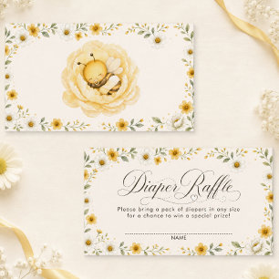 Sweet Baby Bee Yellow Watercolor Diaper Raffle  Enclosure Card