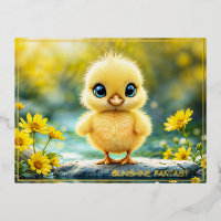 Sweet baby bird spring meadow yellow flowers