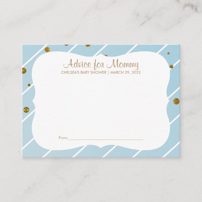 *Sweet Baby Blue and Gold Confetti - Advice Card (Front)