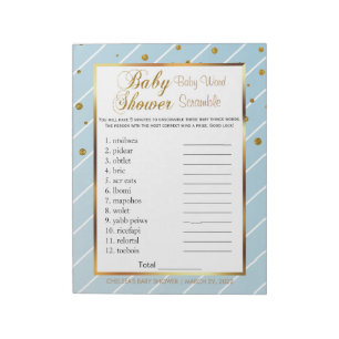 Sweet Baby Blue and Gold Confetti - Scramble Notepad