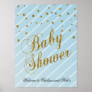 Sweet Baby Blue and Gold Confetti - Welcome Poster
