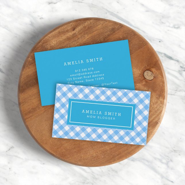 Sweet Baby Blue Gingham Calling Card (Creator Uploaded)