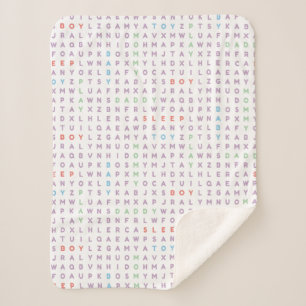 Sweet Baby Boy Alphabet ABCs Rich Warm Colours Sherpa Blanket
