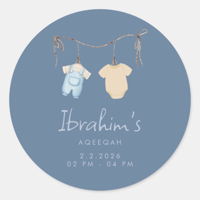Sweet Baby Boy Aqeeqah Favor Sticker (Front)