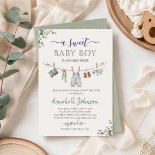 Sweet Baby Boy Baby Shower Invitation