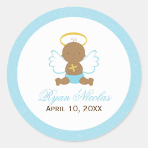 Sweet Baby Boy Baptism Classic Round Sticker