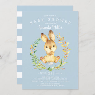 Sweet Baby Boy Bunny Baby Shower Invitation