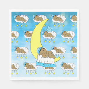 Sweet Baby boy Sleeping on Moon Ethnic Napkin