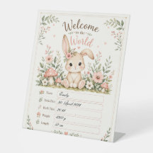 Sweet Baby Bunny Design with Birth Details Fields