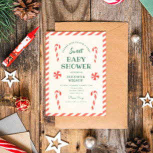 Sweet Baby Candy Cane Christmas Baby Shower Invitation