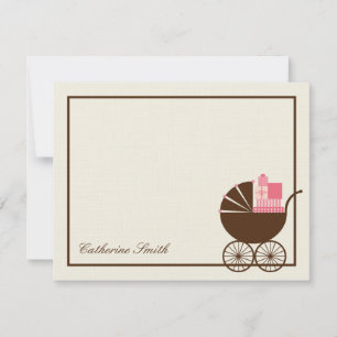 Sweet Baby Carriage Baby Thank You Card - Pink