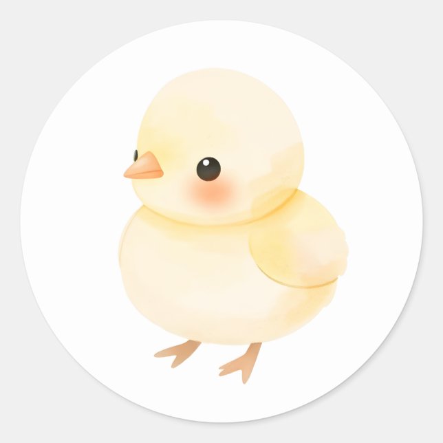Sweet Baby Chick Watercolor Illustration Sticker (Front)