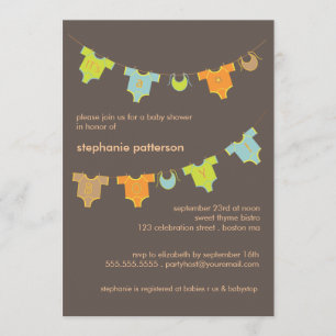 Sweet Baby Clothes LIne It's a Boy Baby Shower Invitation