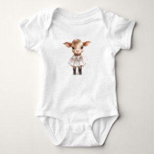 Sweet Baby Cow Calf in a Dress Bodysuit