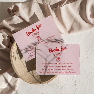 Sweet Baby Drawn Strawberries Baby Book Request Enclosure Card