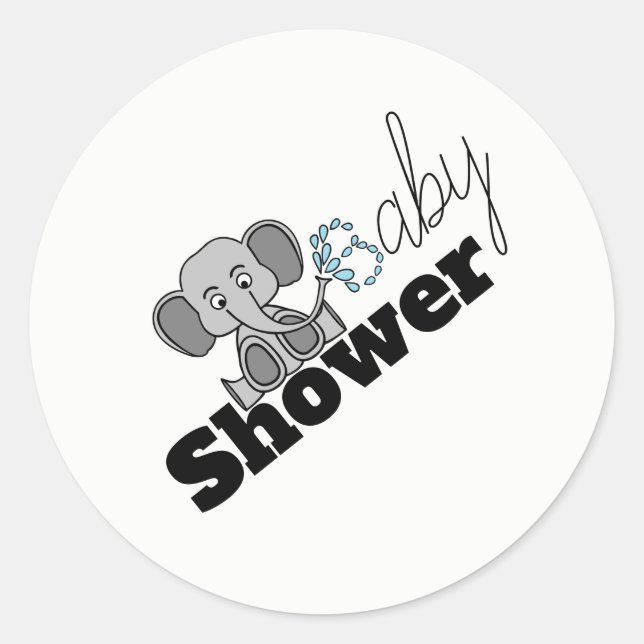 Sweet Baby Elephant, Baby Shower Classic Round Sticker (Front)