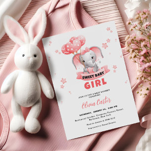 Sweet Baby Elephant Baby Shower Invitation