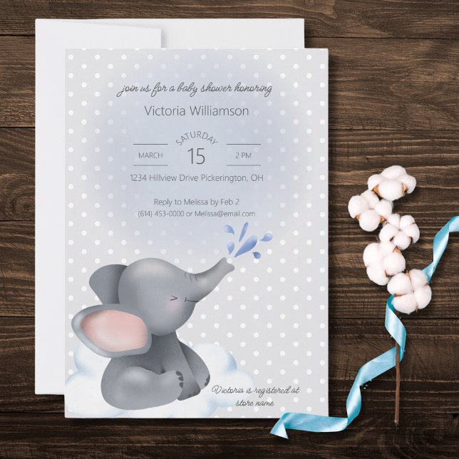 Sweet Baby Elephant Baby Shower Invitation (Creator Uploaded)