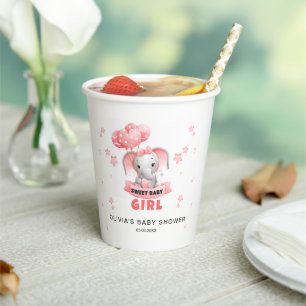 Sweet Baby Elephant Baby Shower Paper Cups