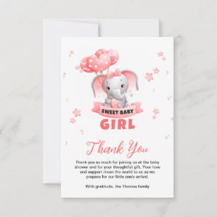 Sweet Baby Elephant Baby Shower Thank You Card