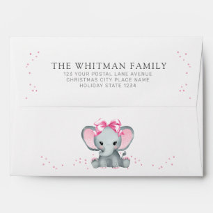 Sweet Baby Elephant Pink Glitter Stars Envelope
