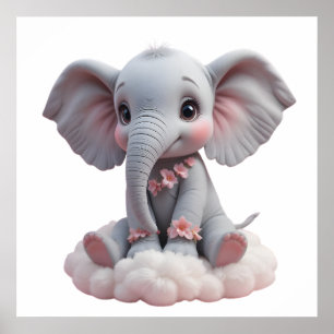 Sweet Baby Elephant Wall Art – Nursery Poster 