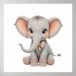 Sweet Baby Elephant Wall Art – Nursery Poster 