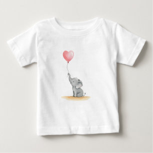Sweet Baby Elephant with Pink Heart Balloon  T-Shirt
