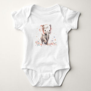 Sweet Baby Elephant, Zoo Animals  Baby Bodysuit