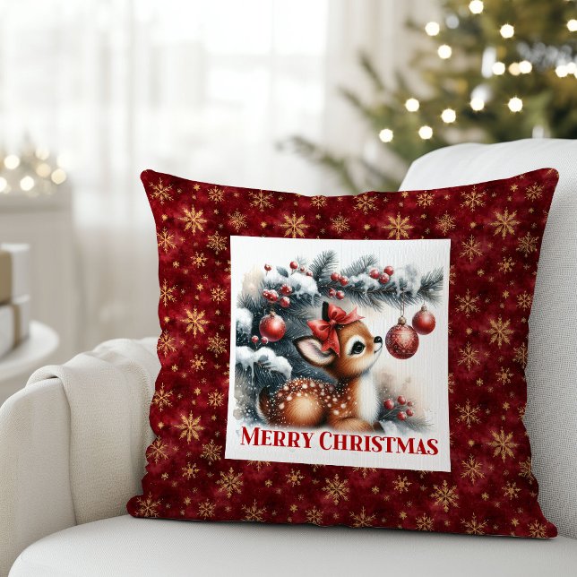 Sweet Baby Fawn Winter Scene Kids Room Decor Xmas Cushion (Sweet Baby Fawn Winter Scene Kids Room Decor Christmas Pillow

)