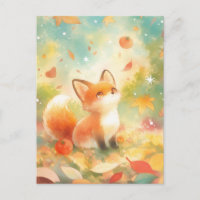 Sweet Baby Fox in Autumn Leaf Meadow