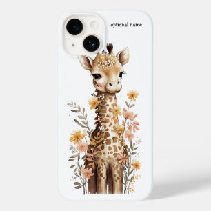 Sweet Baby Giraffe Floral Case-Mate iPhone 14 Case