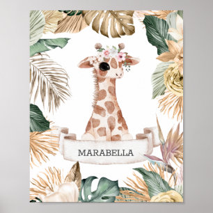 *~* Sweet Baby Giraffe Jungle Plants Nursery Girl Poster