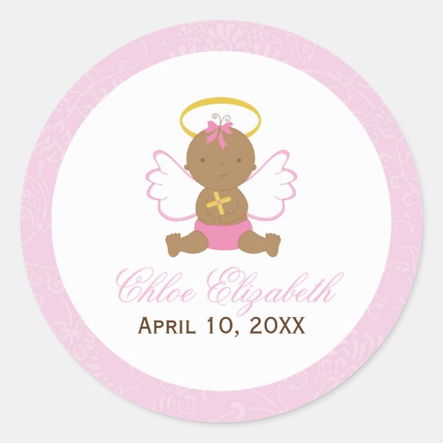 Sweet Baby Girl Baptism Classic Round Sticker (Front)