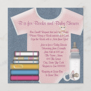 Sweet Baby Girl Bring A Book Baby Shower Invitation