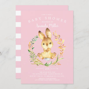 Sweet Baby Girl Bunny Baby Shower Invitation