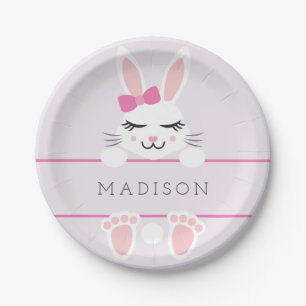 Sweet Baby Girl Bunny Personalised Paper Plate