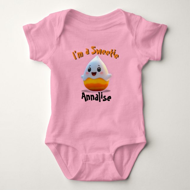 Sweet Baby Girl Candy Corn with childs name Bodysuit (Front)