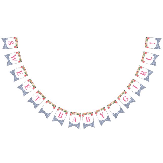 Sweet Baby Girl Citrus Spanish Tiles Baby Shower Bunting (All)