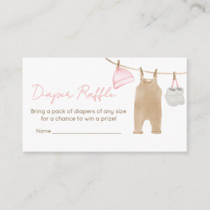 Sweet Baby Girl Clothesline Diaper Raffle Enclosure Card