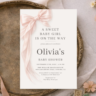 Sweet Baby Girl Coquette Bow Baby Shower Invitation