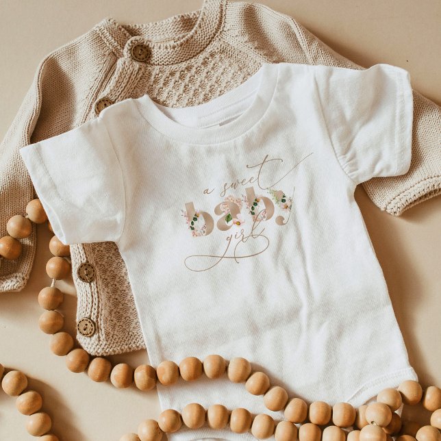 Sweet baby girl gold letters baby shower bodysuit (Creator Uploaded)