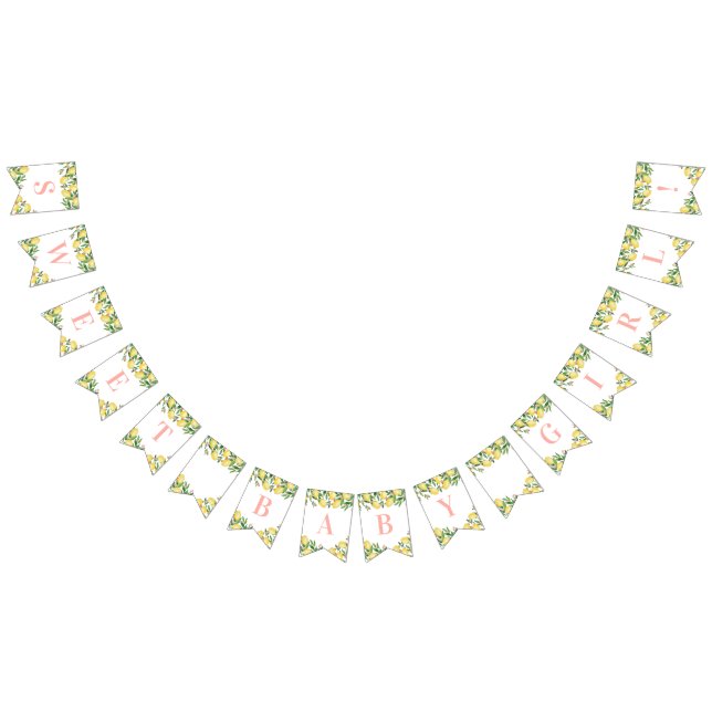 Sweet Baby Girl Pink Lemons Citrus Baby Shower Bunting (All)