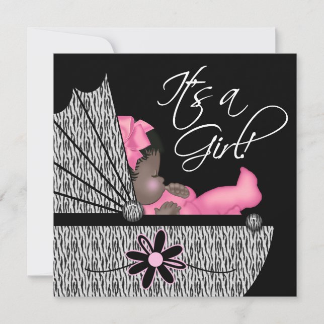 Sweet Baby Girl Pink Zebra Baby Shower Invitation (Front)